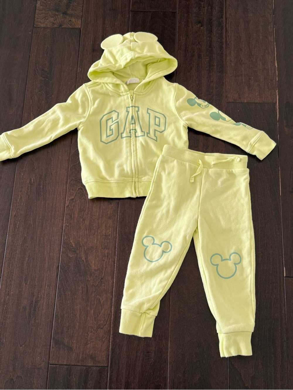 GAP Disney Gender Neutral Mickey Mouse Bright Hoodie & Jogger Set